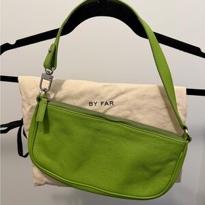 BY FAR Green Leather 90s Style Shoulder Bag